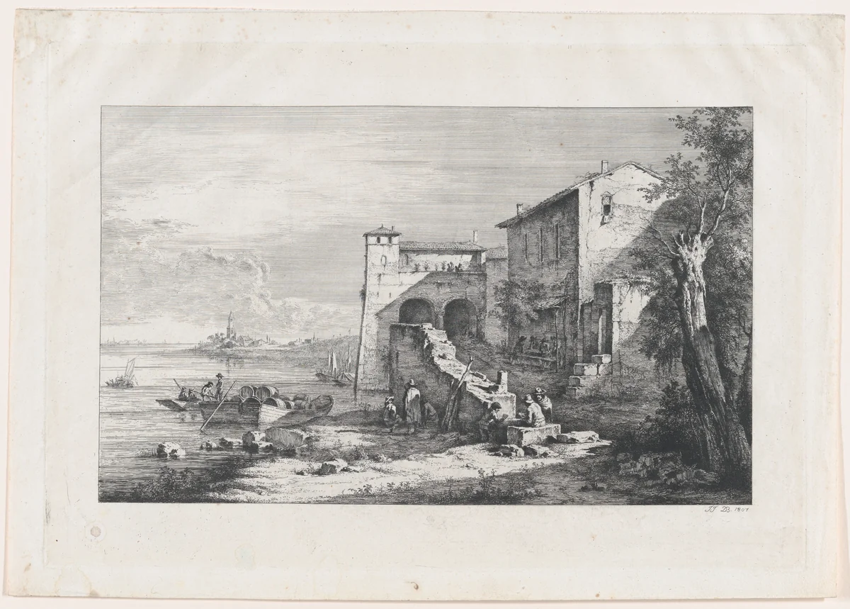View of Old Customs House in Rome by Jean Jacques de Boissieu, print, 1807