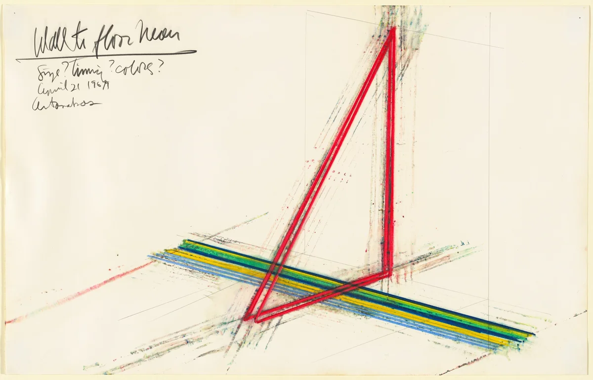 Wall to Floor Neon by Stephen Antonakos, drawing, 1969
