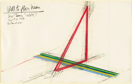 Wall to Floor Neon by Stephen Antonakos, drawing, 1969
