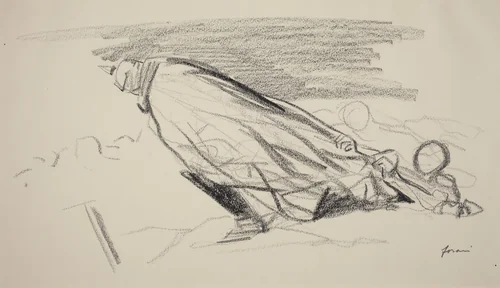 Ceux de la premiere heure. "Sire! ou en somme-nous de "la guerre fraiche et joyeuse"? ..." by Jean-Louis Forain, drawing, 1914-1919