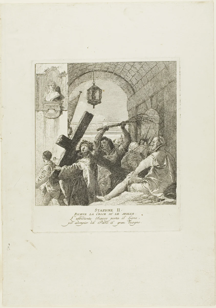 Christ Receives the Cross, plate two from Stations of the Cross by Giovanni Domenico Tiepolo, print, 1748