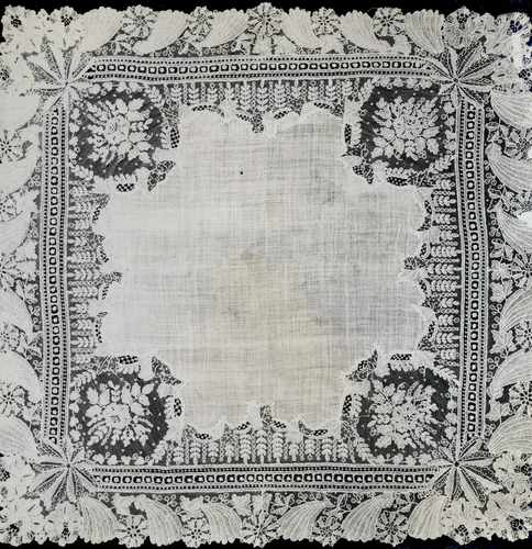 Handkerchief by Belgium, textile, 1875-1900