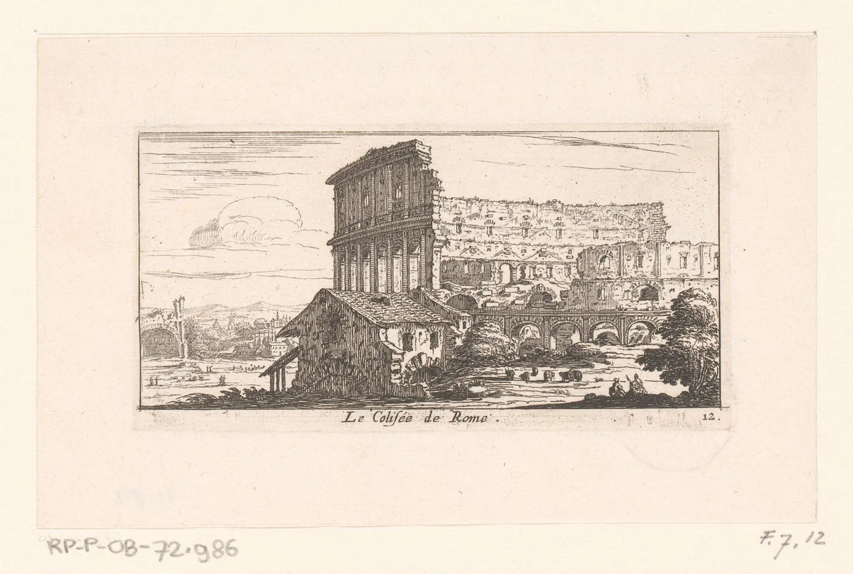Gezicht op het Colosseum by Israël Silvestre, print, 1636-1661