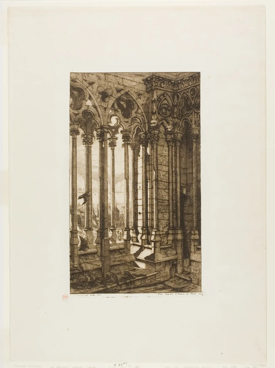 The Gallery of Notre-Dame, Paris by Charles Meryon, print, 1853