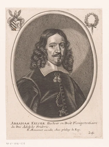 Portret van Abraham Kayser by anonymous, print, 1643-1668
