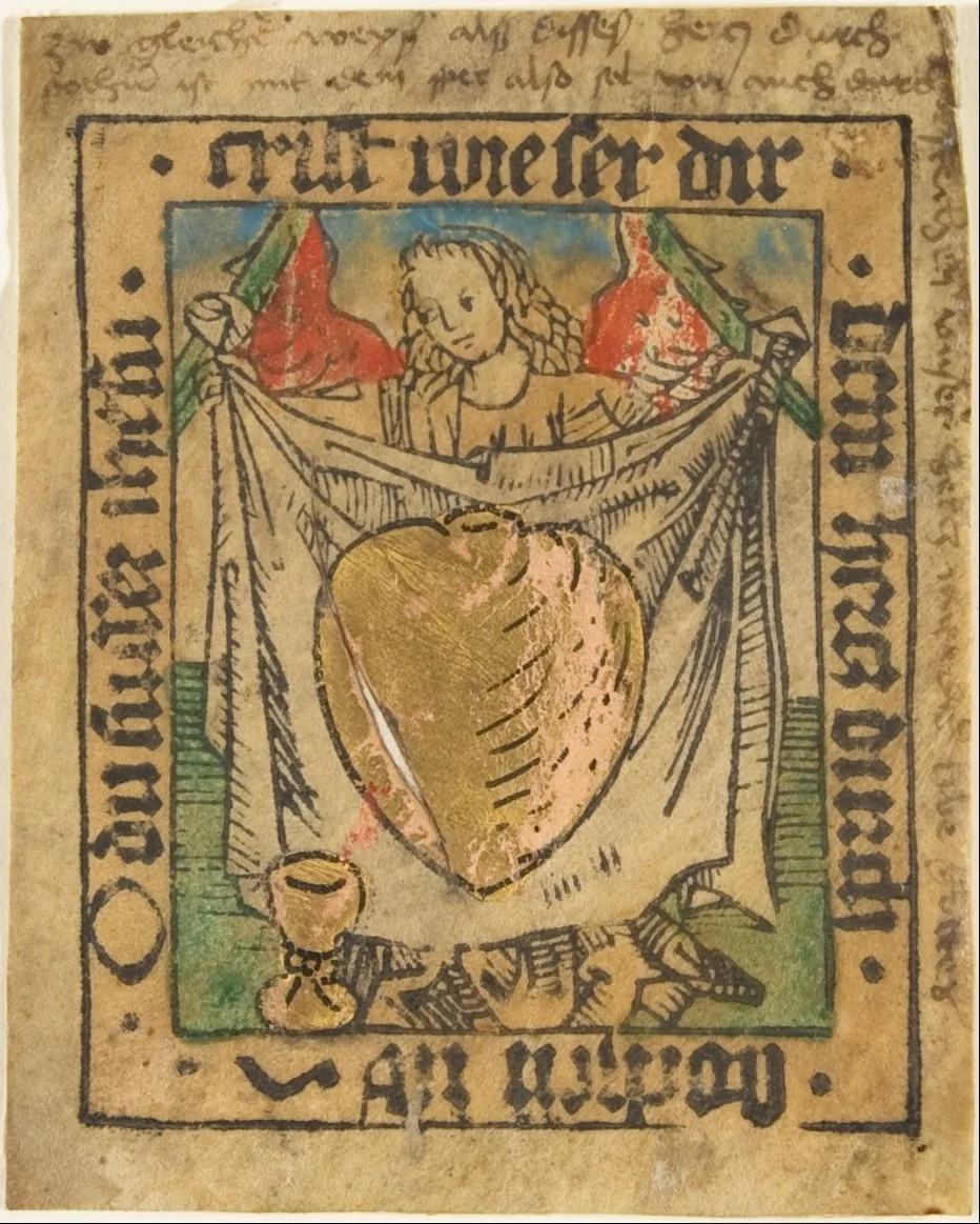 The Sacred Heart on a Cloth Held by an Angel by anonymous, print, 1475-1495