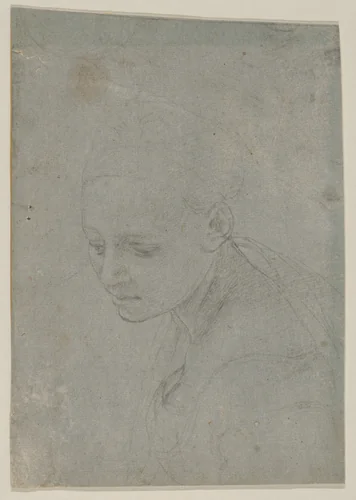 Study of a Young Woman in Three-quarter Bust-Length by Bronzino, drawing, 1535-1545