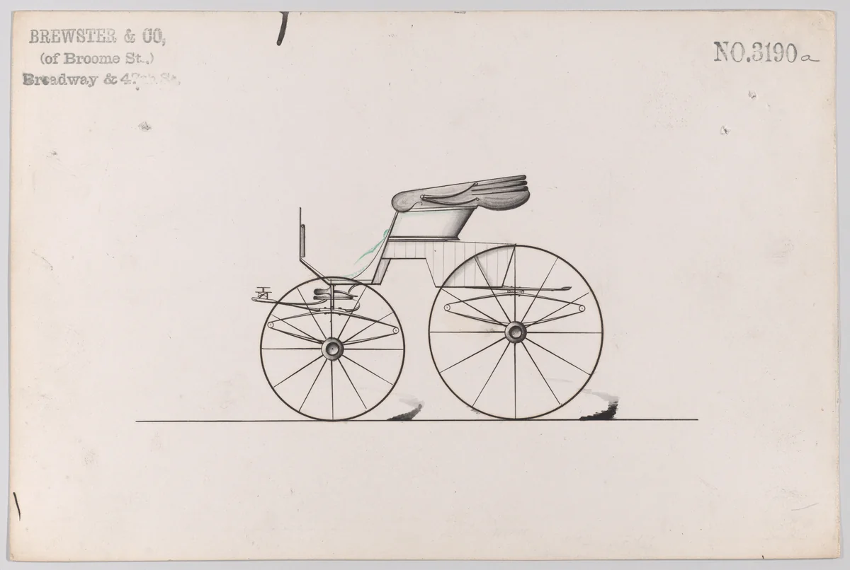 Design for Road Wagon, no. 3190a by Brewster & Co., drawing, 1875
