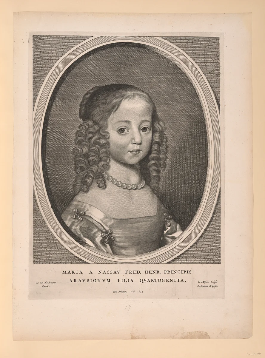 Mary, Princess of Orange Nassau, from Nine Portraits by Cornelis Visscher, print, 1649
