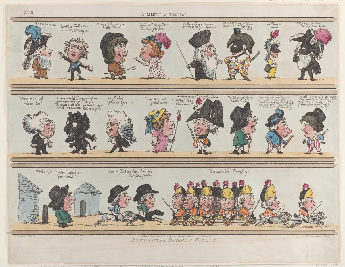 A Liliputian Ridotto!, Borders for Rooms & Halls, Plate 11 by Thomas Rowlandson, print, 1799