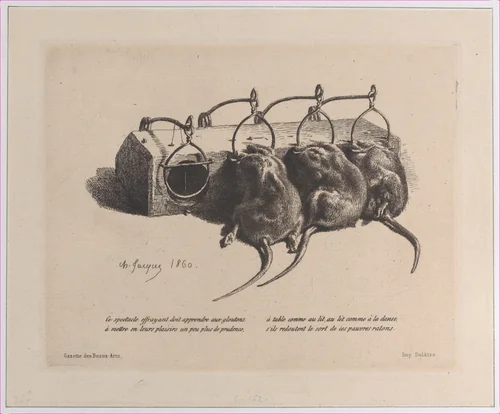 Mousetrap by Charles Jacque, print, 1860