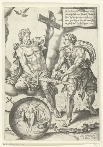 Christus redt de mens voor de zonde by Cornelis Bos, print, 1552