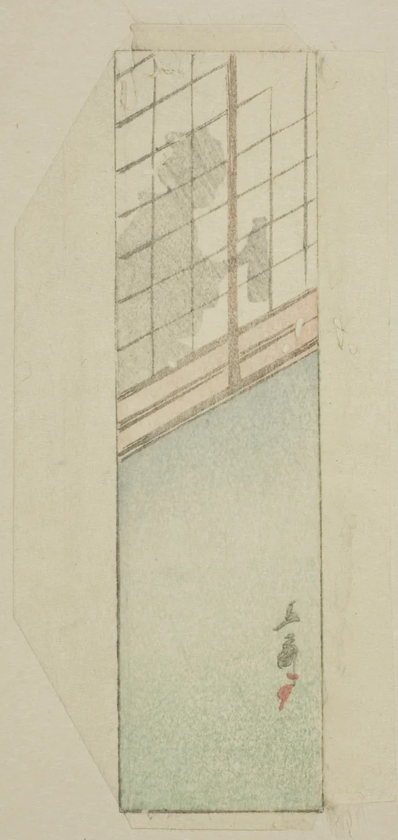 Envelope of woman behind sliding screens by Utagawa Hiroshige (歌川広重), print, 1797-1858