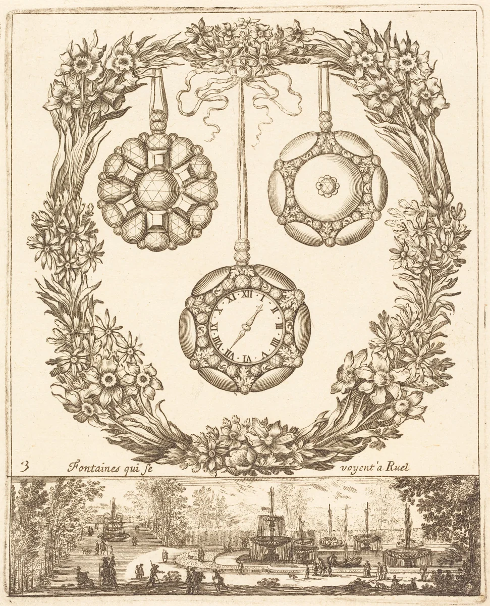 Fontaines qui se voyent a Ruel by François Le Febvre, print, 1665