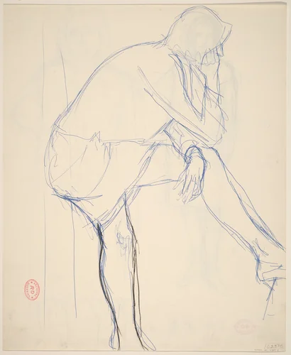 Untitled [side view of woman] [verso] by Richard Diebenkorn, drawing, 1955-1967