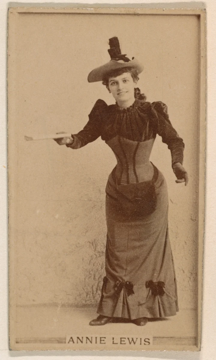 Annie Lewis, from the Actresses series (N245) issued by Kinney Brothers to promote Sweet Caporal Cigarettes by Kinney Brothers Tobacco Company, photograph, 1890