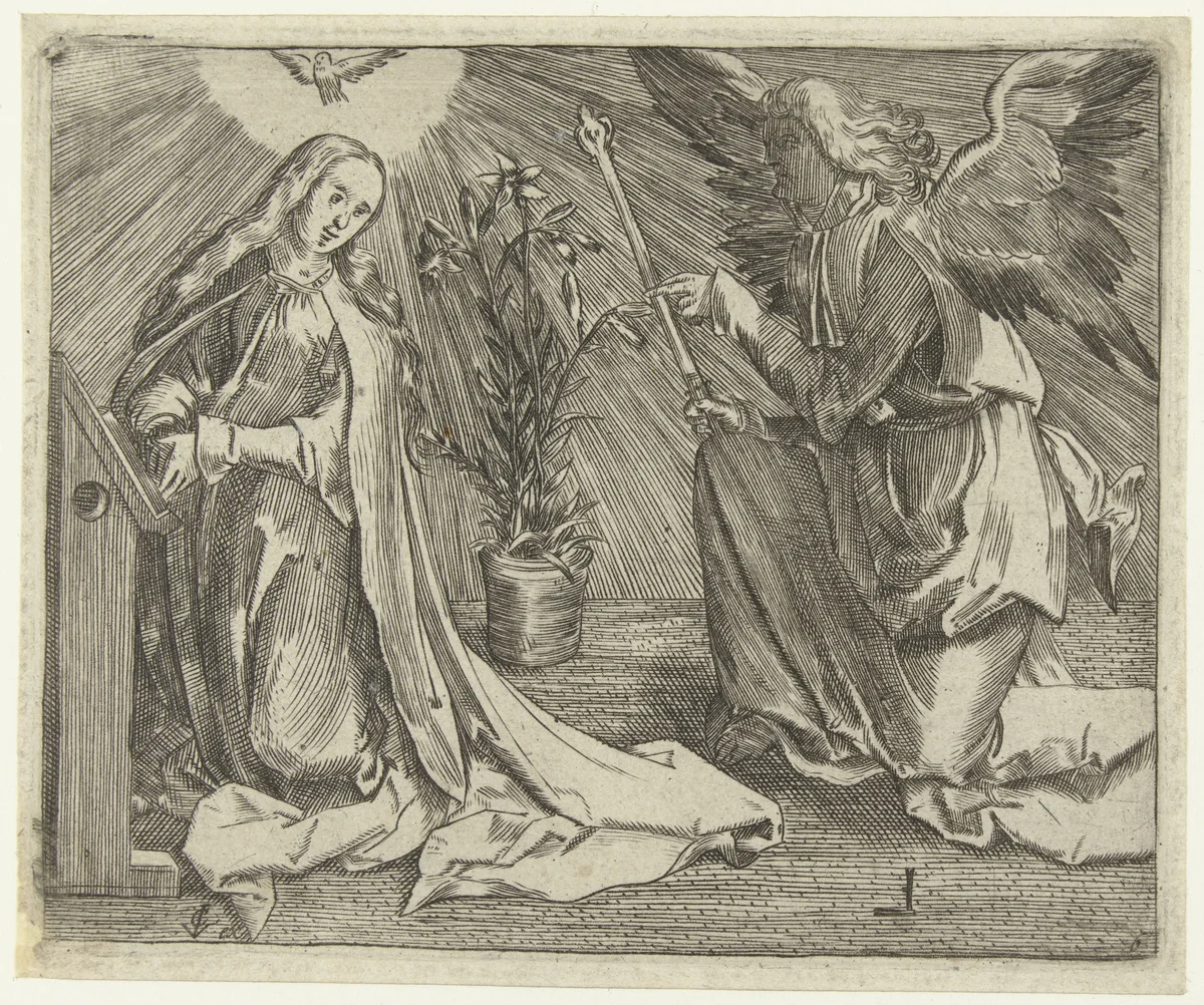 Annunciatie by anonymous, print, 1504-1583