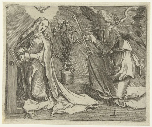 Annunciatie by anonymous, print, 1504-1583