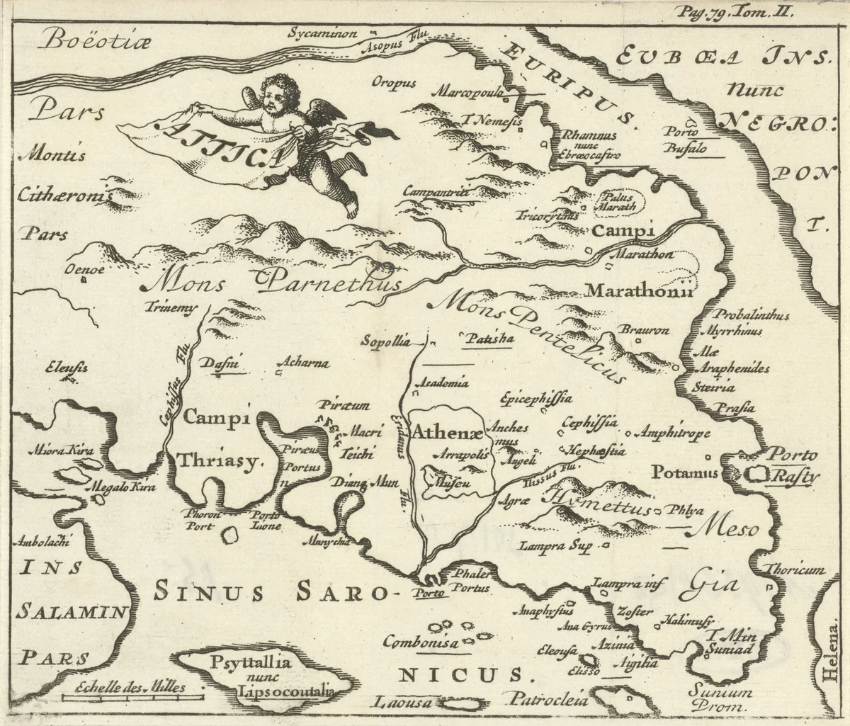 Kaart van Attica by Jan Luyken, print, 1679