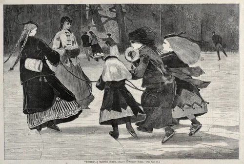 "Winter" - A Skating Scene by Winslow Homer, print, 1868
