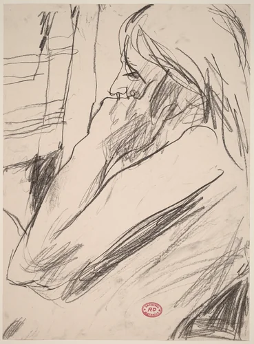 Untitled [profile of a woman on telephone] by Richard Diebenkorn, drawing, 1955-1967