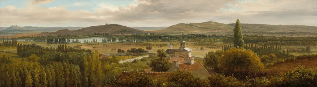 Panoramic Landscape near the River Moselle by Théodore Rousseau, painting, 1825-1835