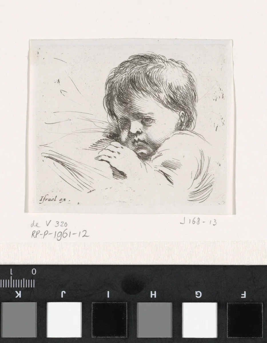 Hoofd van een treurig jongetje by Stefano della Bella, print, 1650