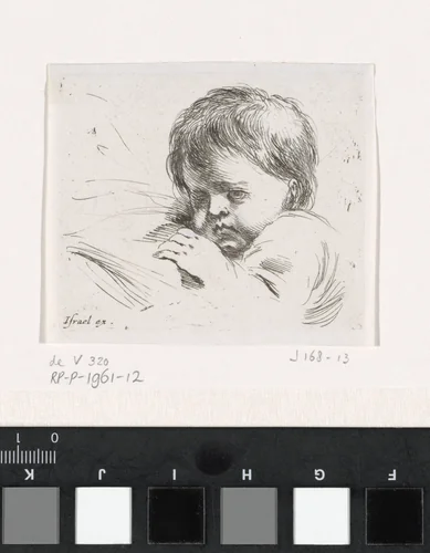 Hoofd van een treurig jongetje by Stefano della Bella, print, 1650