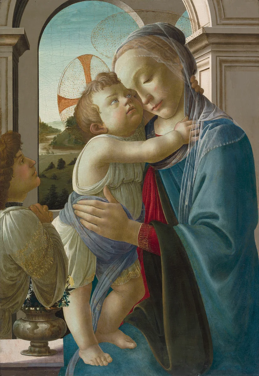 Virgin and Child with an Angel by Sandro Botticelli, painting, 1475-1485