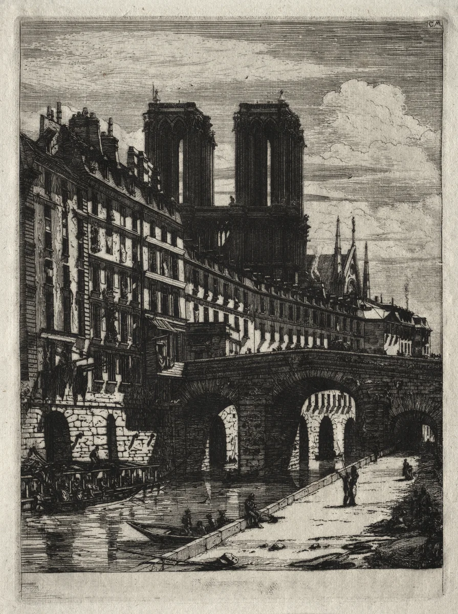 Etchings of Paris: Le Petit Pont by Charles Meryon, print, 1850