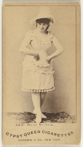 Irene Verona, from the Actors and Actresses series (N171) for Gypsy Queen Cigarettes by Goodwin & Company, photograph, 1886-1890