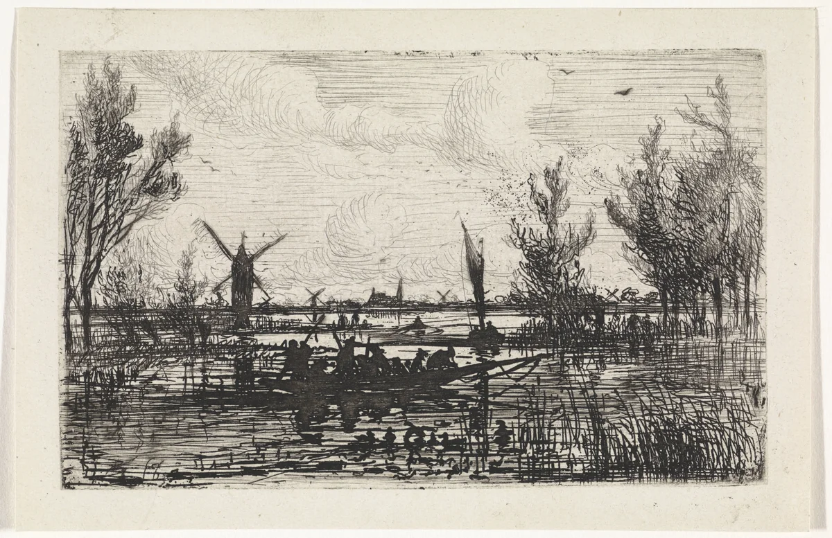 Hollands landschap by Johannes Tavenraat, print, 1819-1881
