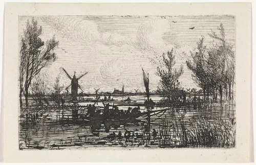 Hollands landschap by Johannes Tavenraat, print, 1819-1881