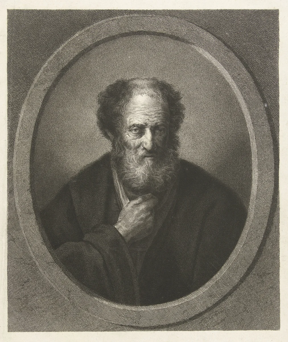Portret van een oude man met baard, en face by Lambertus Antonius Claessens, print, 1829-1834