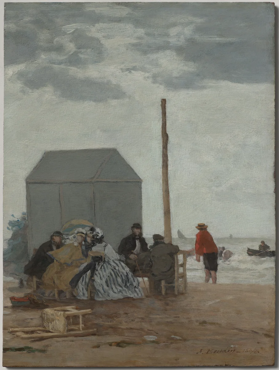 The Beach at Deauville by Eugène Boudin, painting, 1864
