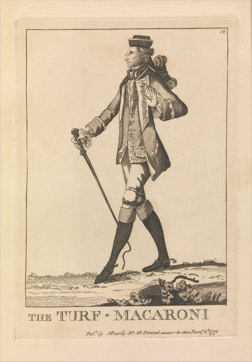 The Turf Macaroni by Matthias Darly, print, 1771