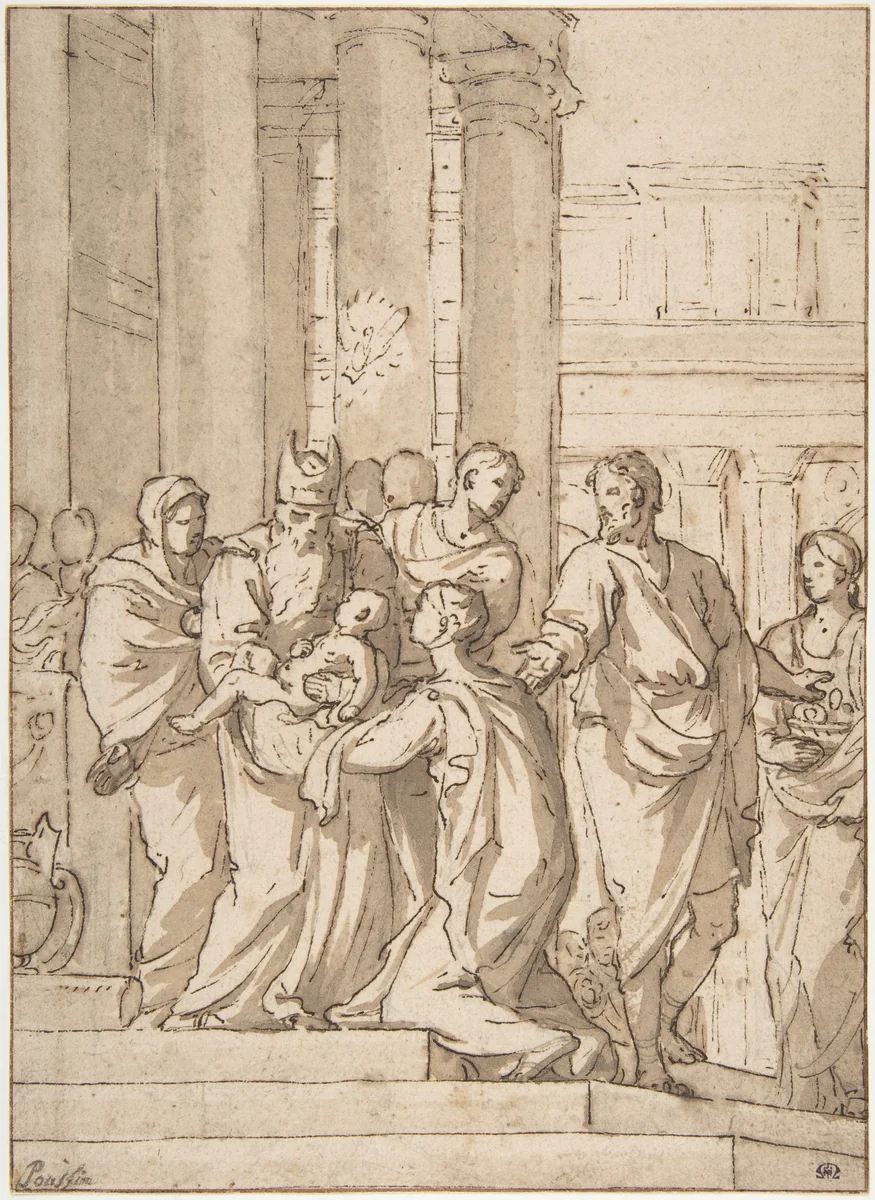 Presentation of the Infant Jesus in the Temple by Charles Mellin, drawing, 1638-1648