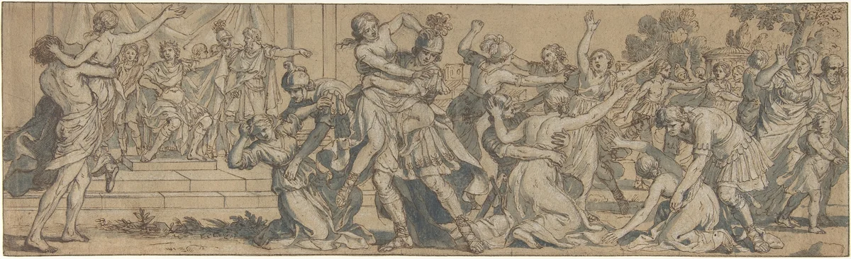 The Rape of the Sabines by Giacinto Gimignani, drawing, 1606-1681