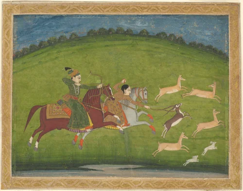 Prince and Princess Hunting Blackbuck by There is no artist's name in the input text provided. The input appears to be geographical locations., painting, 1725-1775