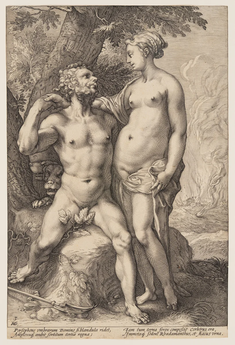 Pluto and Proserpina, from Three Paired Gods and Goddesses by Jan Saenredam, print, 1594