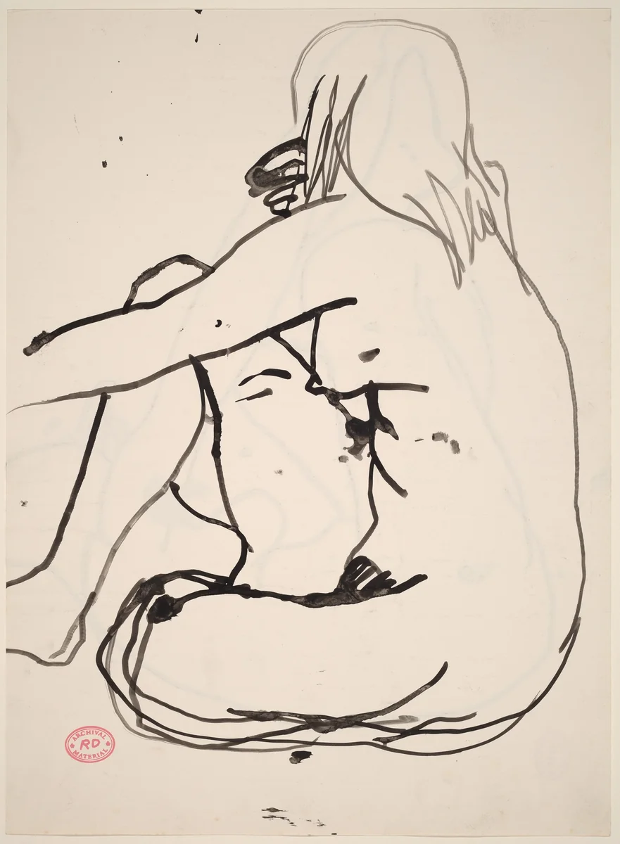 Untitled [side view of seated female nude] [recto] by Richard Diebenkorn, drawing, 1955-1967