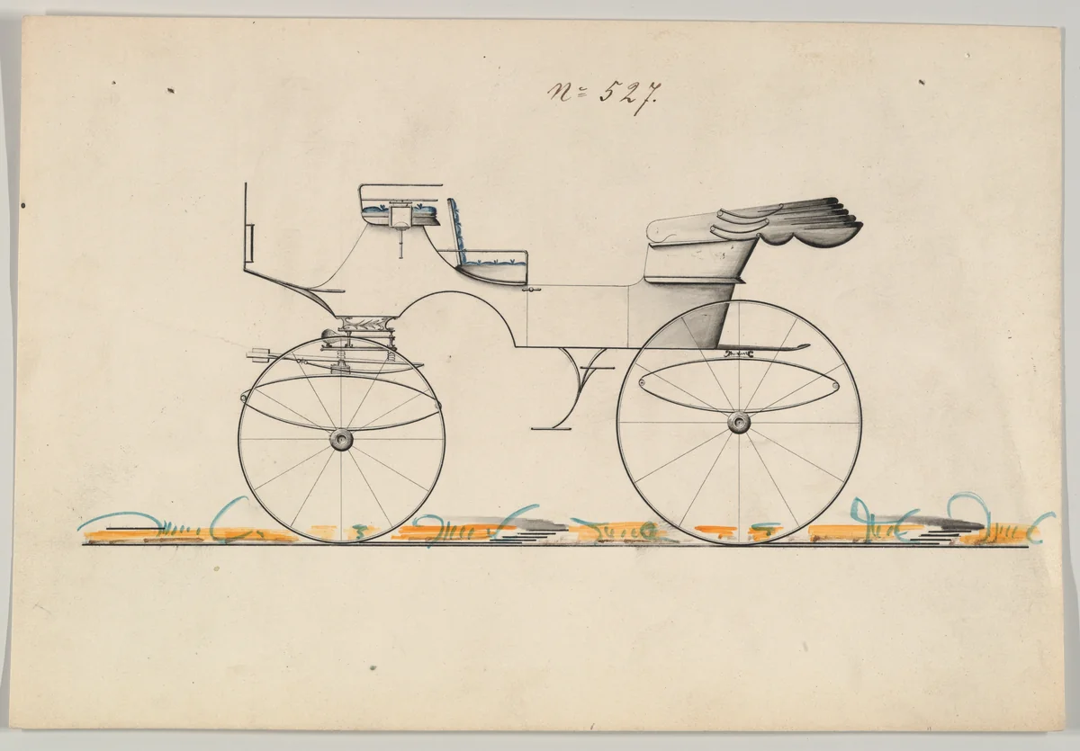 Design for Morrell Wagon, no. 527 by Brewster & Co., drawing, 1850-1870