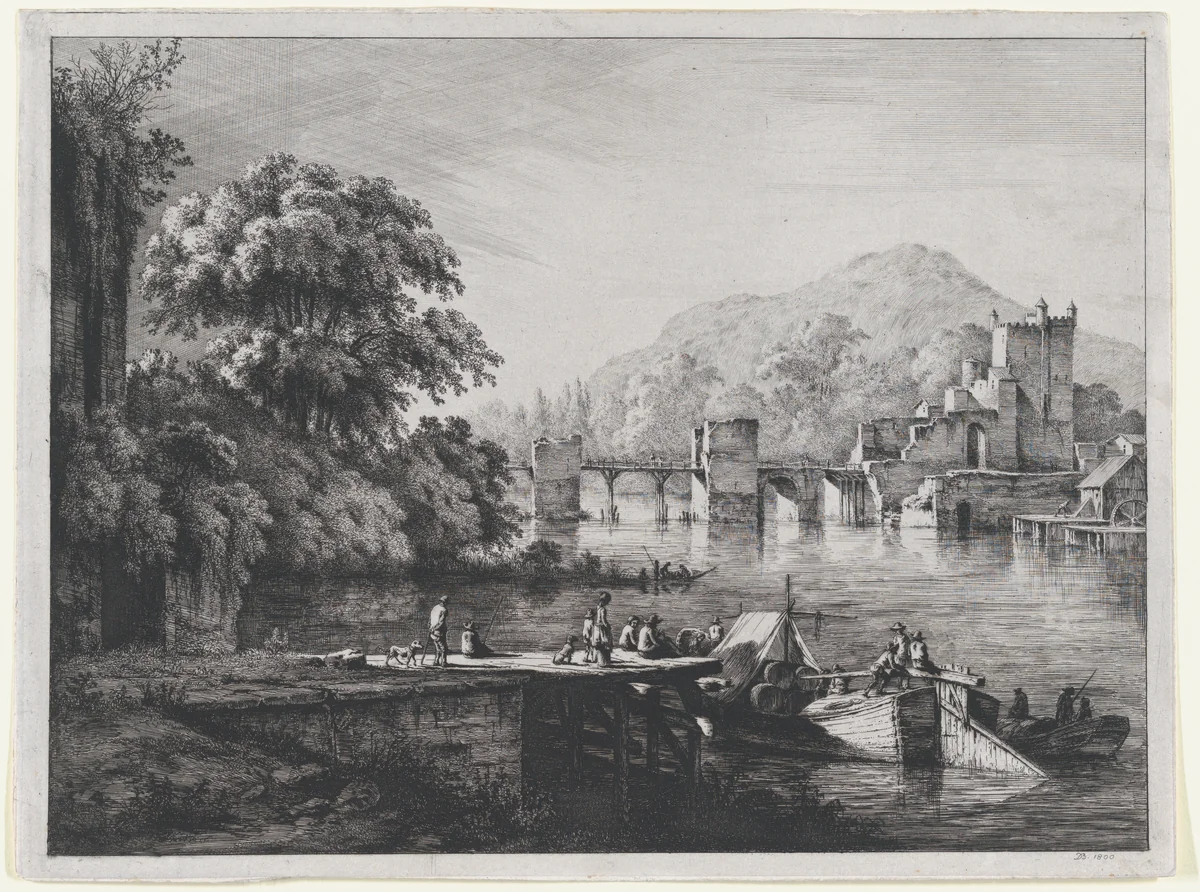 View of the Château de Sainte-Colombe in Dauphiné by Jean Jacques de Boissieu, print, 1800