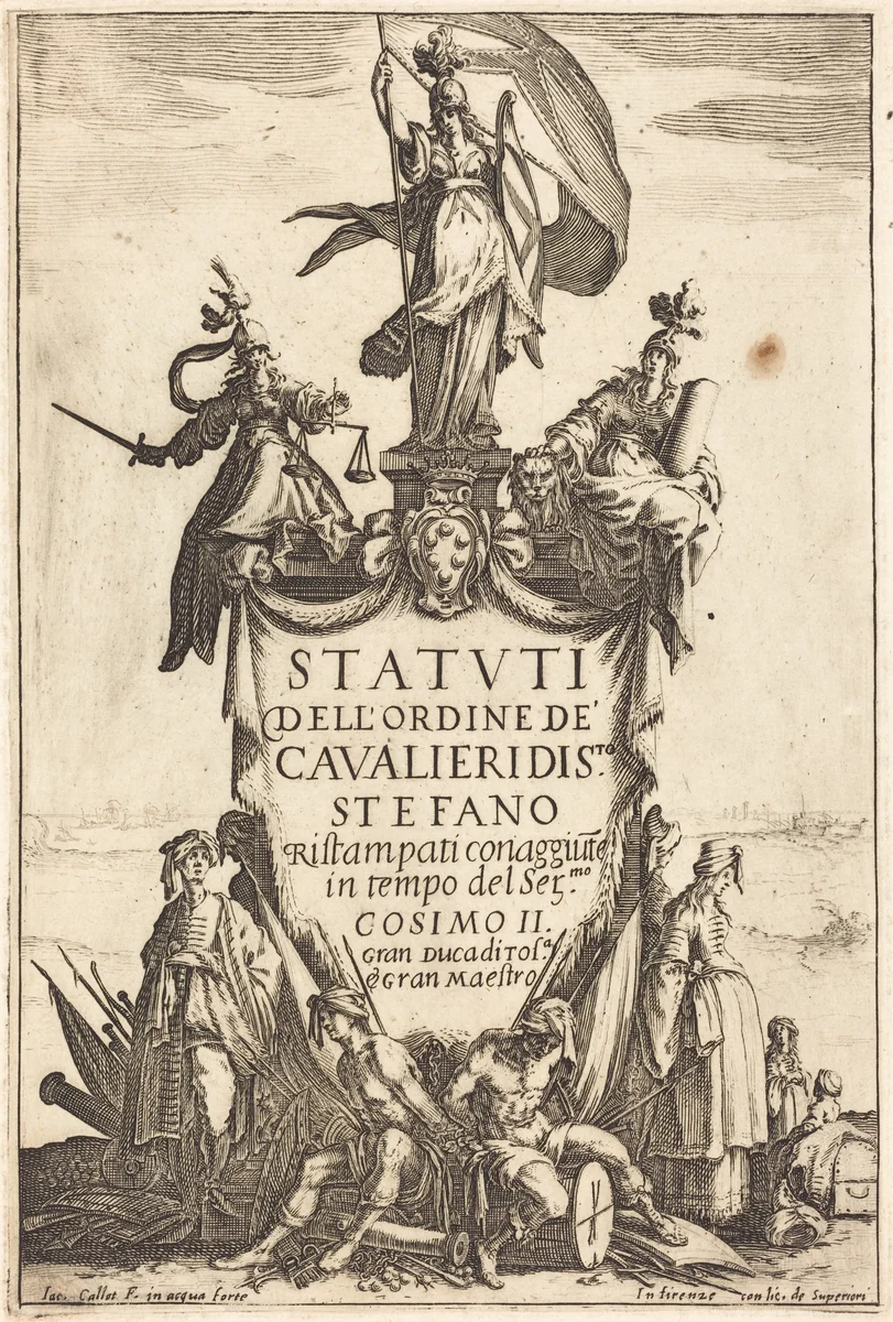 Frontispiece for the "Statutes of the Order of the Knights of Saint Stephen" by Jacques Callot, print, 1592-1635