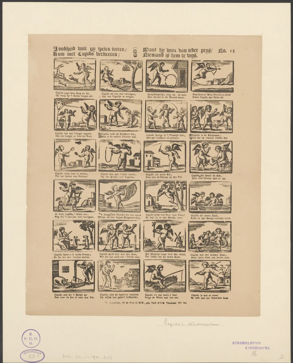 Spelende putti by anonymous, print, 1842-1866