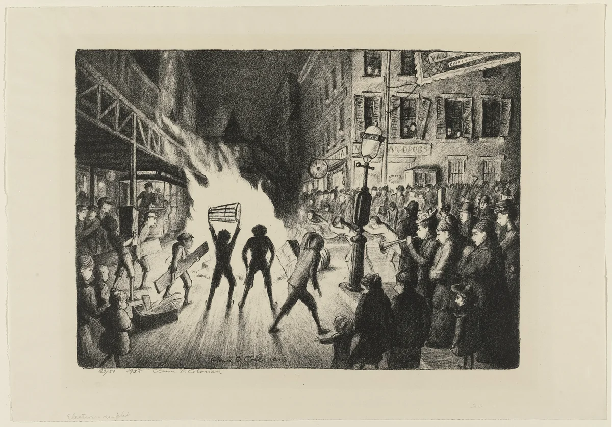 Election Night by Glenn O. Coleman, print, 1928