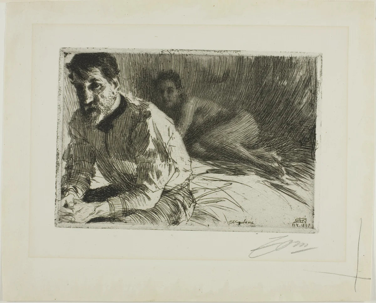 Augustus Saint-Gaudens II (Saint-Gaudens and His Model) by Anders Zorn, print, 1897