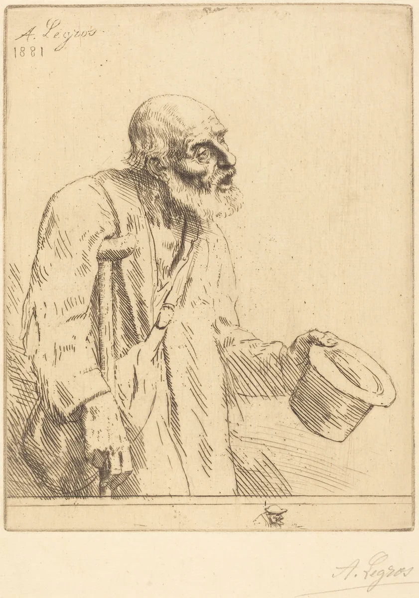 Beggar (Le mendiant) by Alphonse Legros, print, 1881