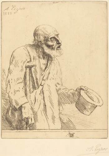 Beggar (Le mendiant) by Alphonse Legros, print, 1881