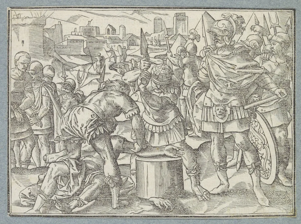 Man wordt beide handen afgehakt by Christoffel van Sichem, print, 1574
